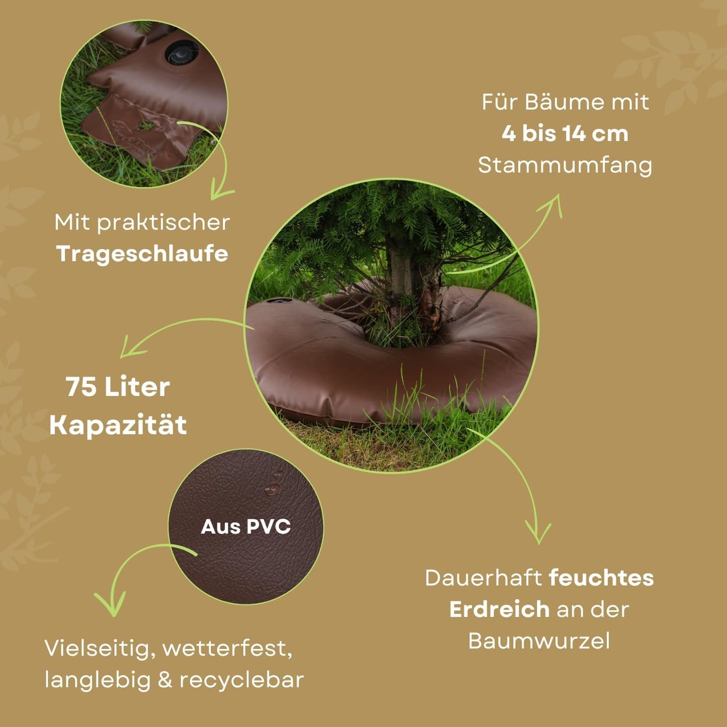 Treebag Bewässerungsring 75L Braun zur Baumbewässerung