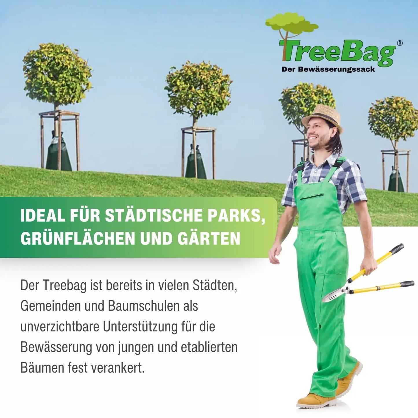 Treebag PVC XL Bewässerungssack 100L Grün zur Baumbewässerung: Ideal für Städtische Parks, Grünflächen und Gärten
