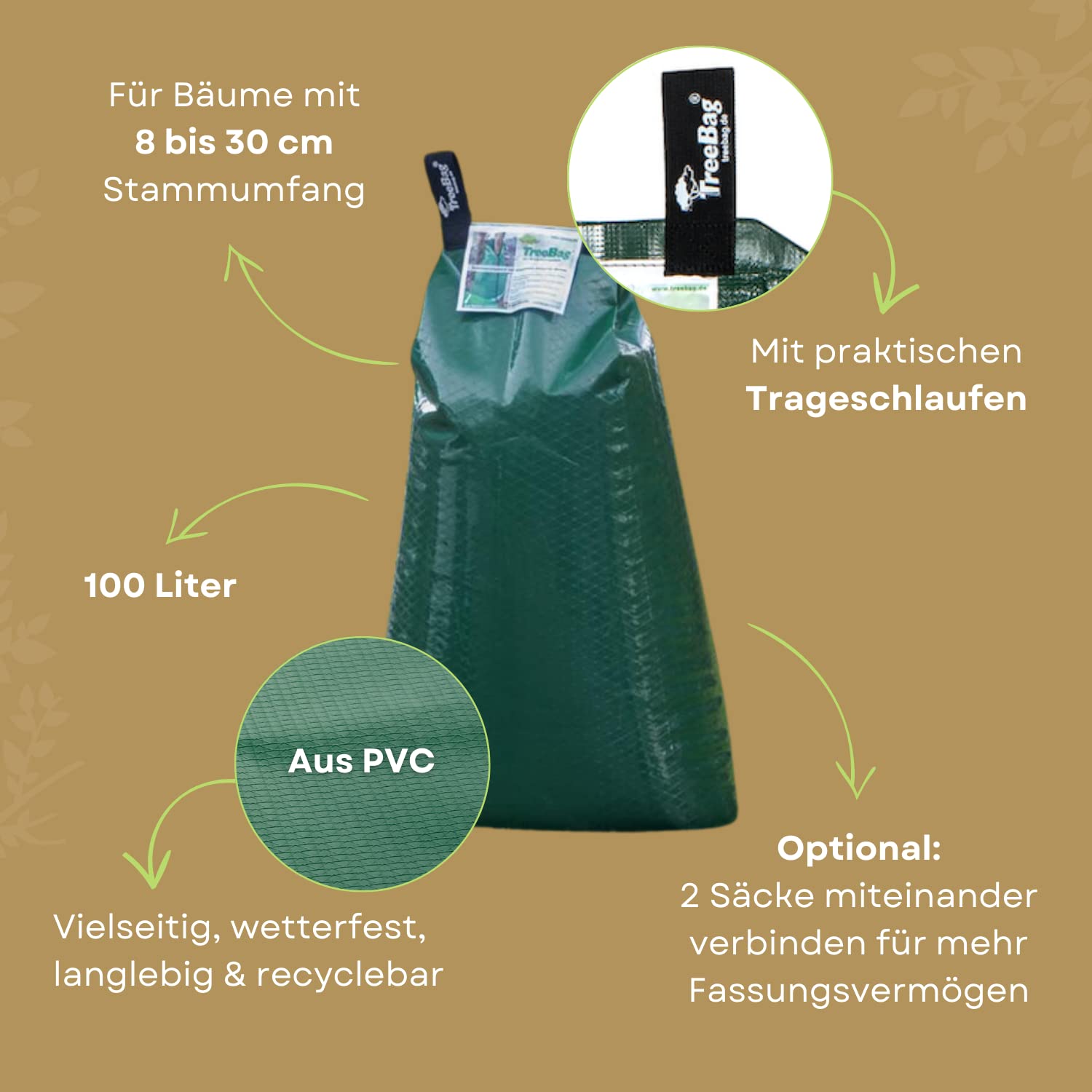 PVC XL-Wassersack: 100L Baumbewässerung durch stundenlanges Tropfen –  TreeBag Shop